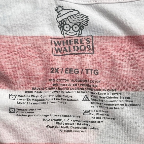 Where’s Waldo Tee Crew Neck T-shirt 2X - Picture 9 of 9